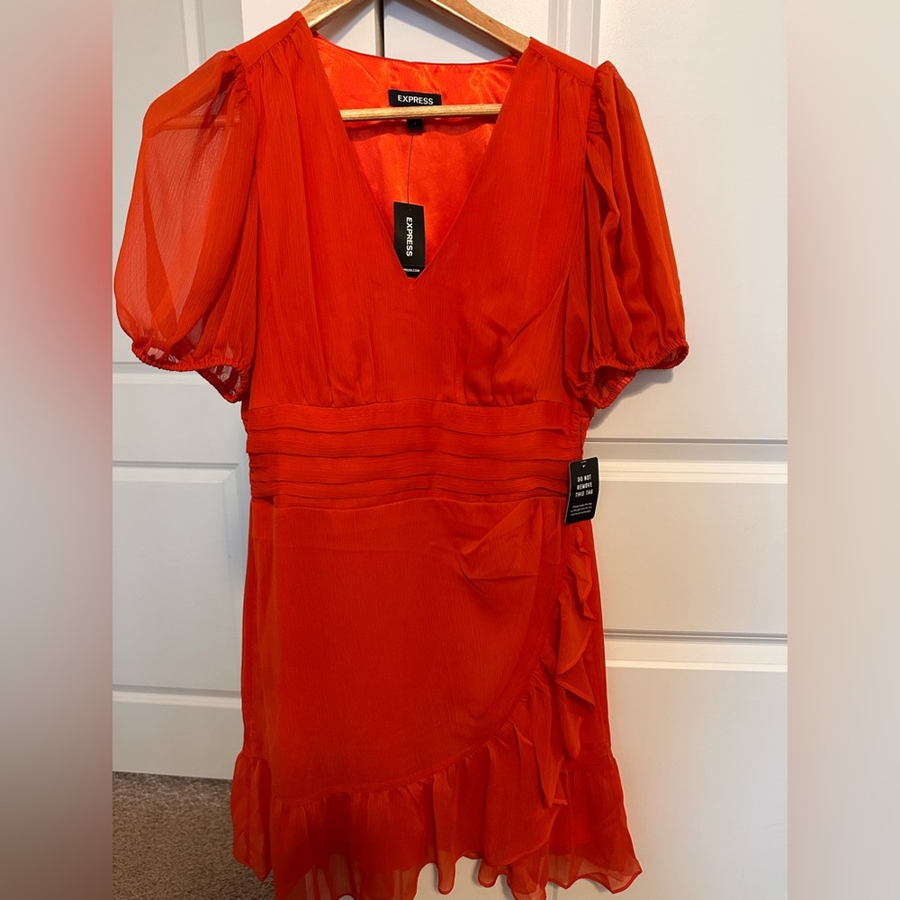 Express Women's Vibrant Orange Mini Dress
